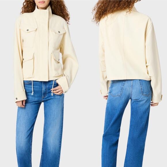 Rag & Bone Trail Long Sleeve Cotton Crop Jacket in Ecru Beige S - Picture 4 of 9